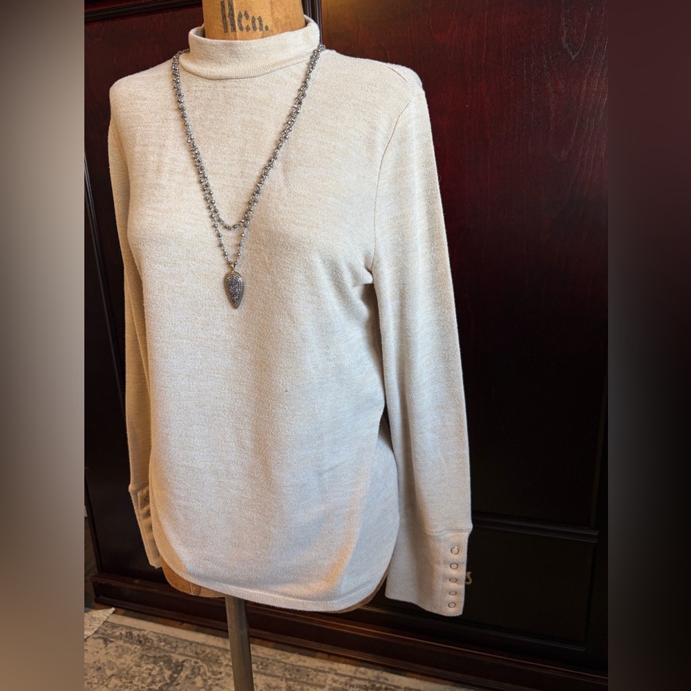 Chic, soft, Cream Women's Tunic Top with gold button/snaps
